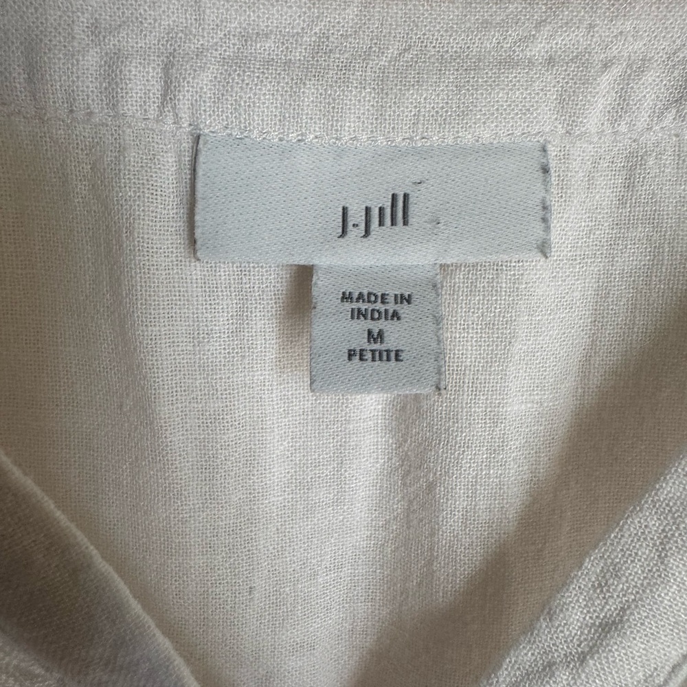 J.Jill Linen Blend Tunic Top Blue Stripe Boho Beachy Lightweight Petite M - Picture 5 of 9